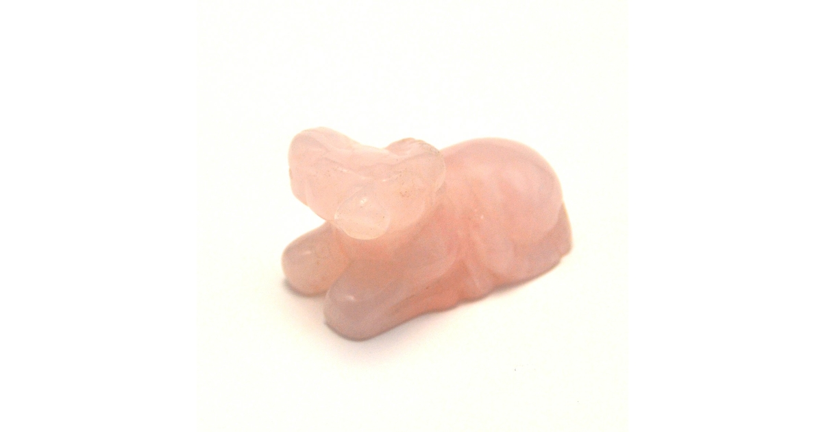 Rose Quartz Buffalo Bison Statue Figurine | 2 1/4x1 1/2